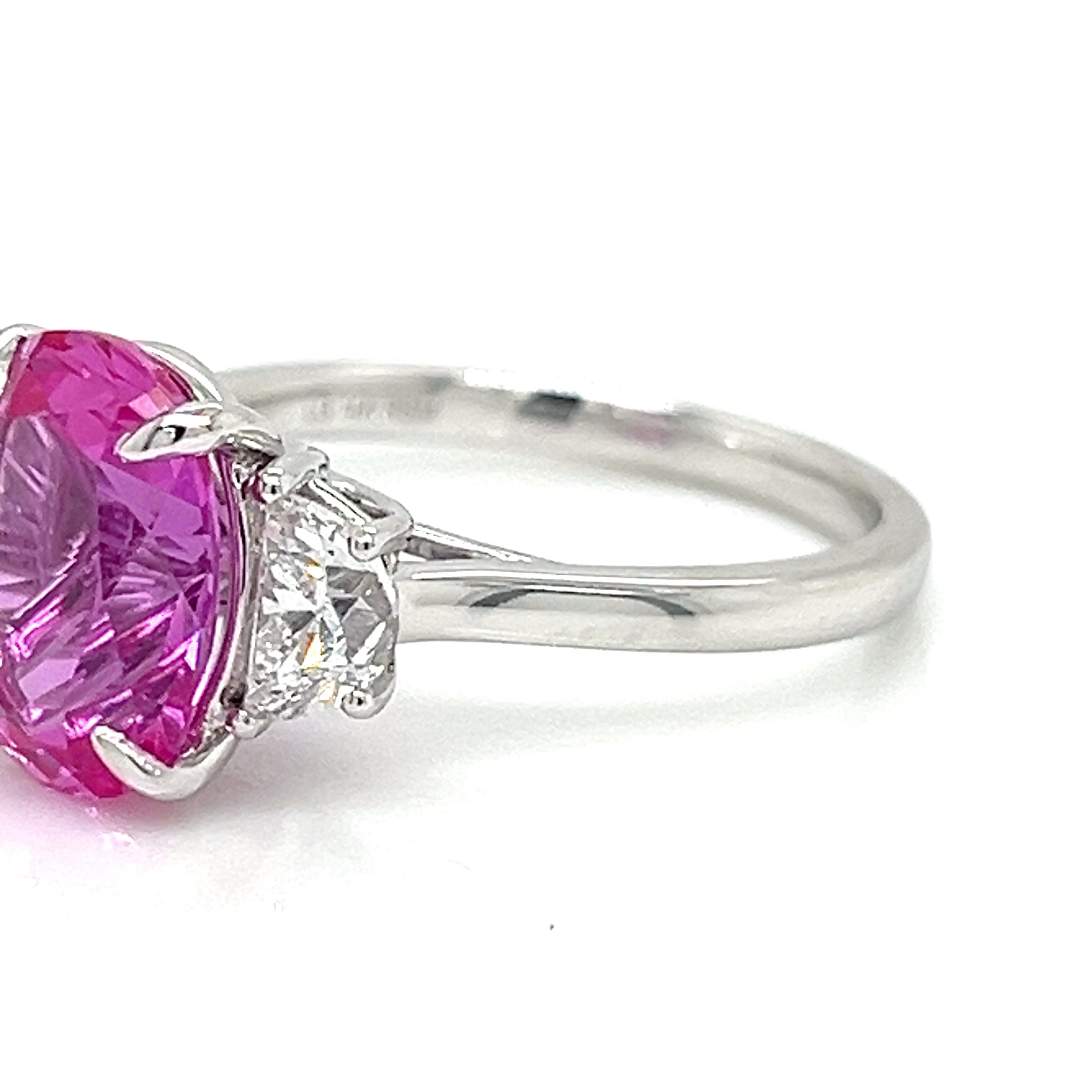 LAB GROWN PINK SAPPHIRE AND DIAMOND RING