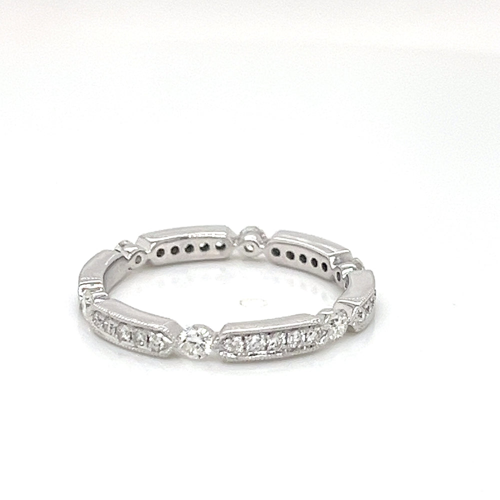 Lady's Band 14 Karat White Engagement Ring