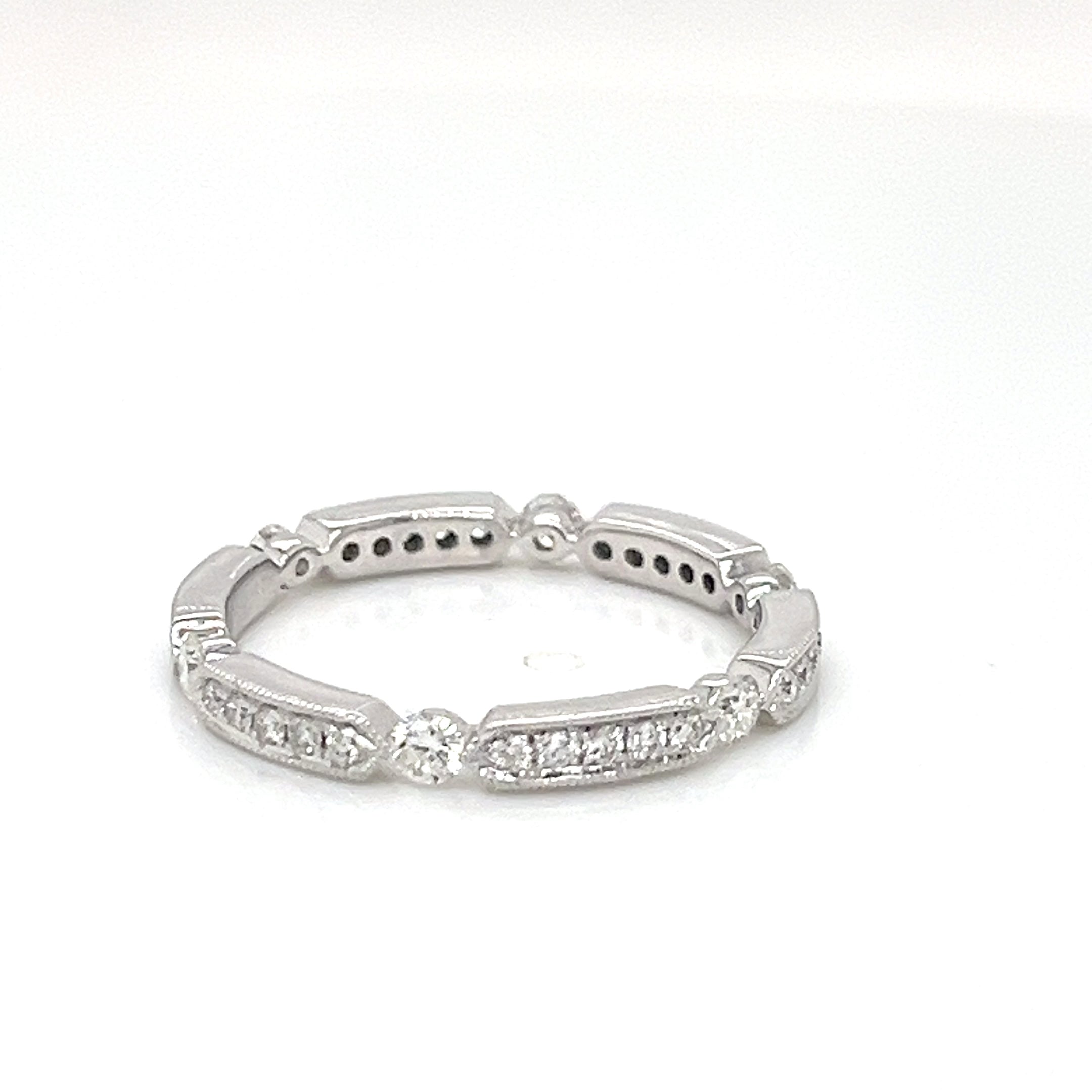 Lady's Band 14 Karat White Engagement Ring