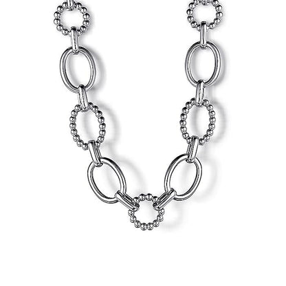 STERLING SILVER BEADED POLISHED NECKLACE