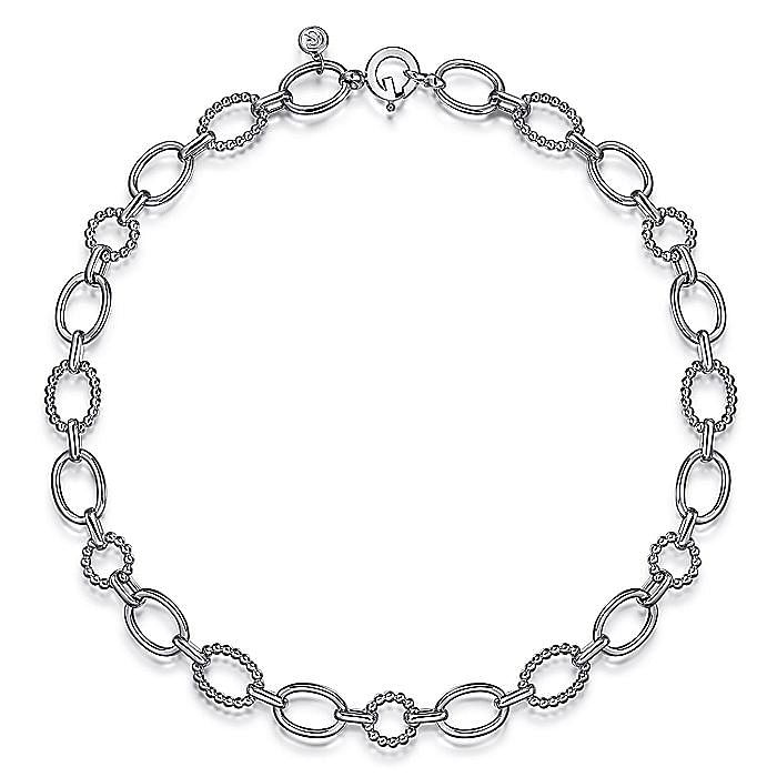 STERLING SILVER BEADED POLISHED NECKLACE