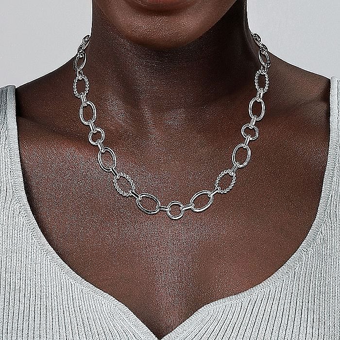 STERLING SILVER BEADED POLISHED NECKLACE