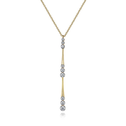 14 KARAT YELLOW GOLD GRADUATED DIAMOND STATION DROP Y NECKLACE