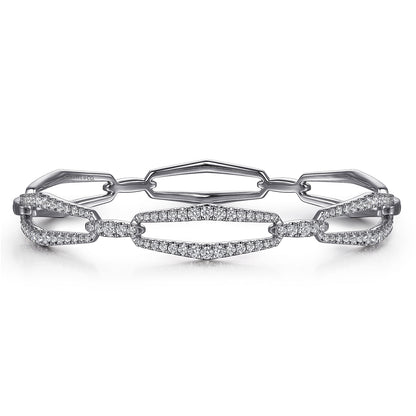 14 KARAT WHITE GOLD DIAMOND LINK BANGLE BRACELET