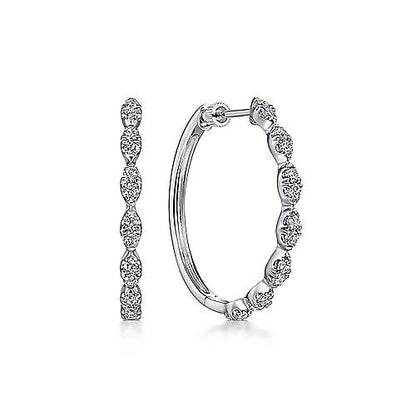 14K White Gold 30MM Diamond Earrings