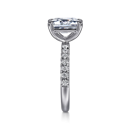 14K WHITE GOLD EMERALD CUT DIAMOND ENGAGEMENT RING