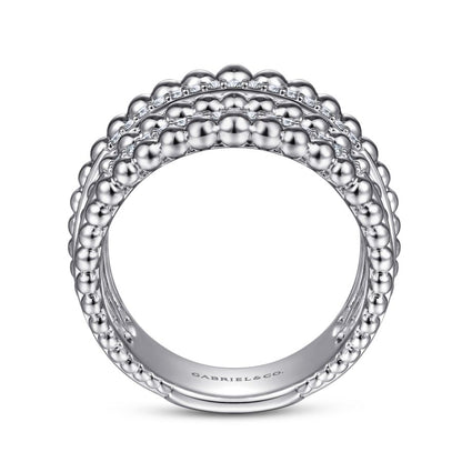 925 Sterling Silver White Sapphire Wide Bujukan Ring