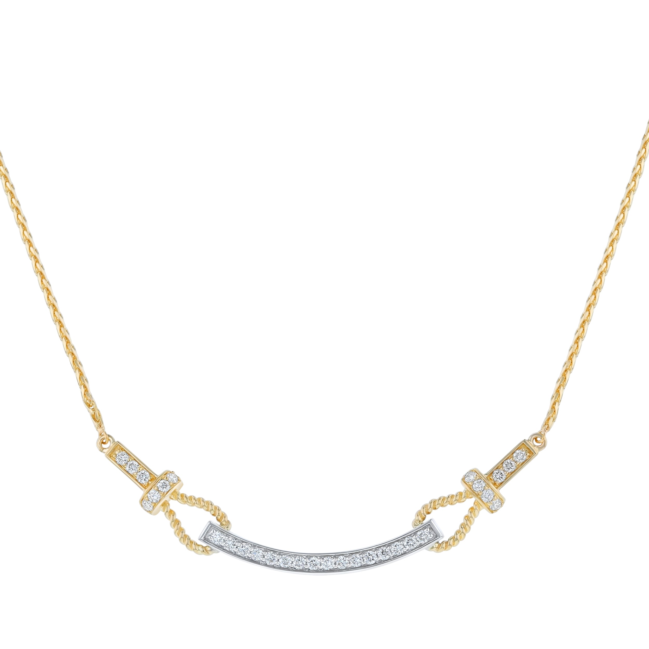 Diamond Necklace Oro Alexander Made of 14 Karat Yellow Gold