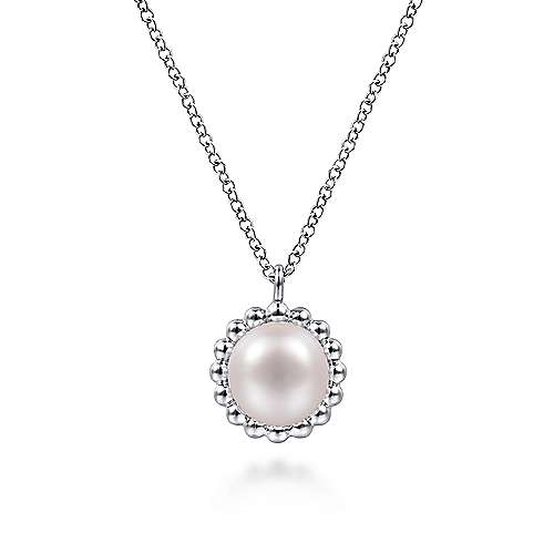 STERLING SILVER PEARL PENDANT NECKLACE-BUJUKAN