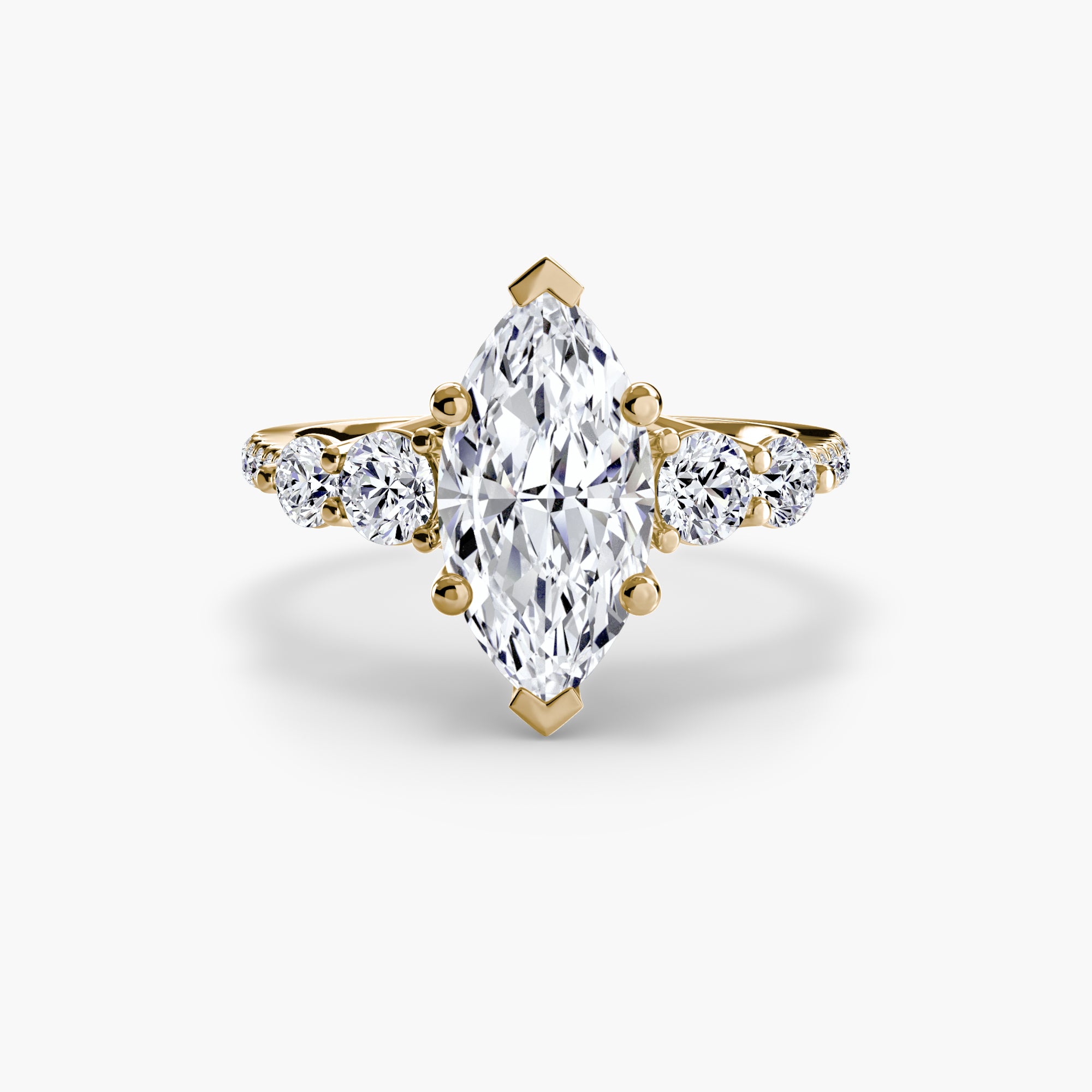 Five Stone Ring with Pavé Band