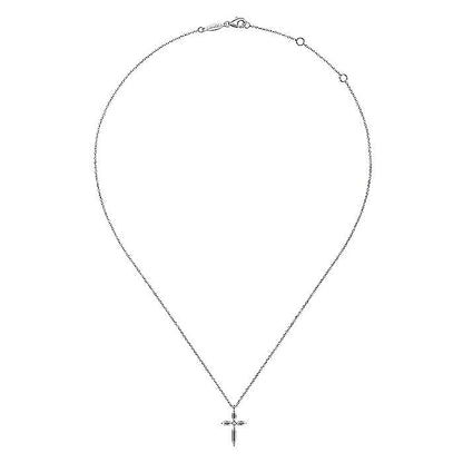 STERLING SILVER DIAMOND CROSS NECKLACE