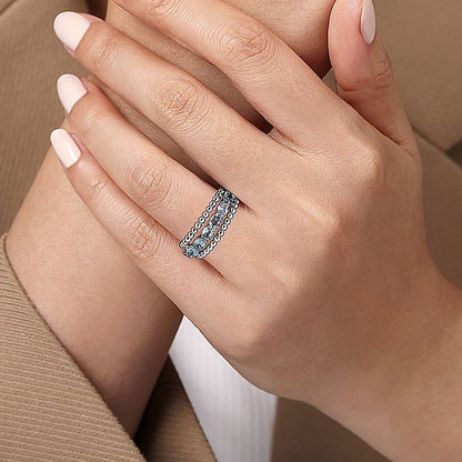 STERLING SILVER BUJUKAN SWISS BLUE TOPAZ EASY STACKABLE RING