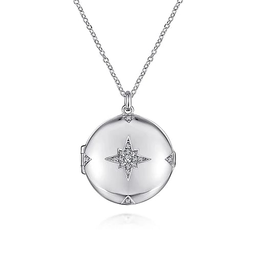 STERLING SILVER ROUND WHITE SAPPHIRE STARBURST LOCKET