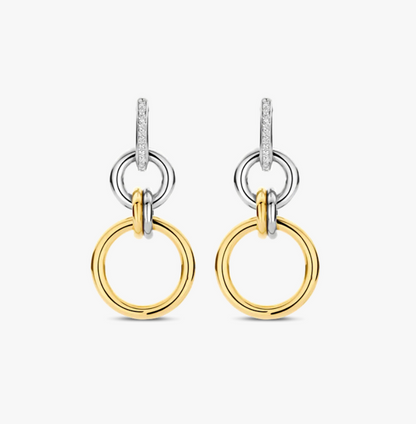 SS/GP CZ MULTIP. CRCLE EARRINGS