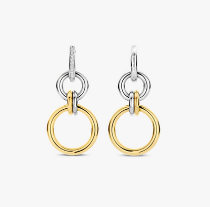 SS/GP CZ MULTIP. CRCLE EARRINGS
