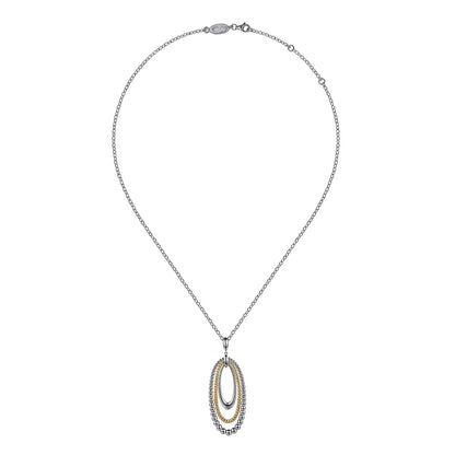 STERLING SILVER AND 14 KARAT YELLOW GOLD BUJUKAN ROPE CIRCLE PENDANT NECKLACE