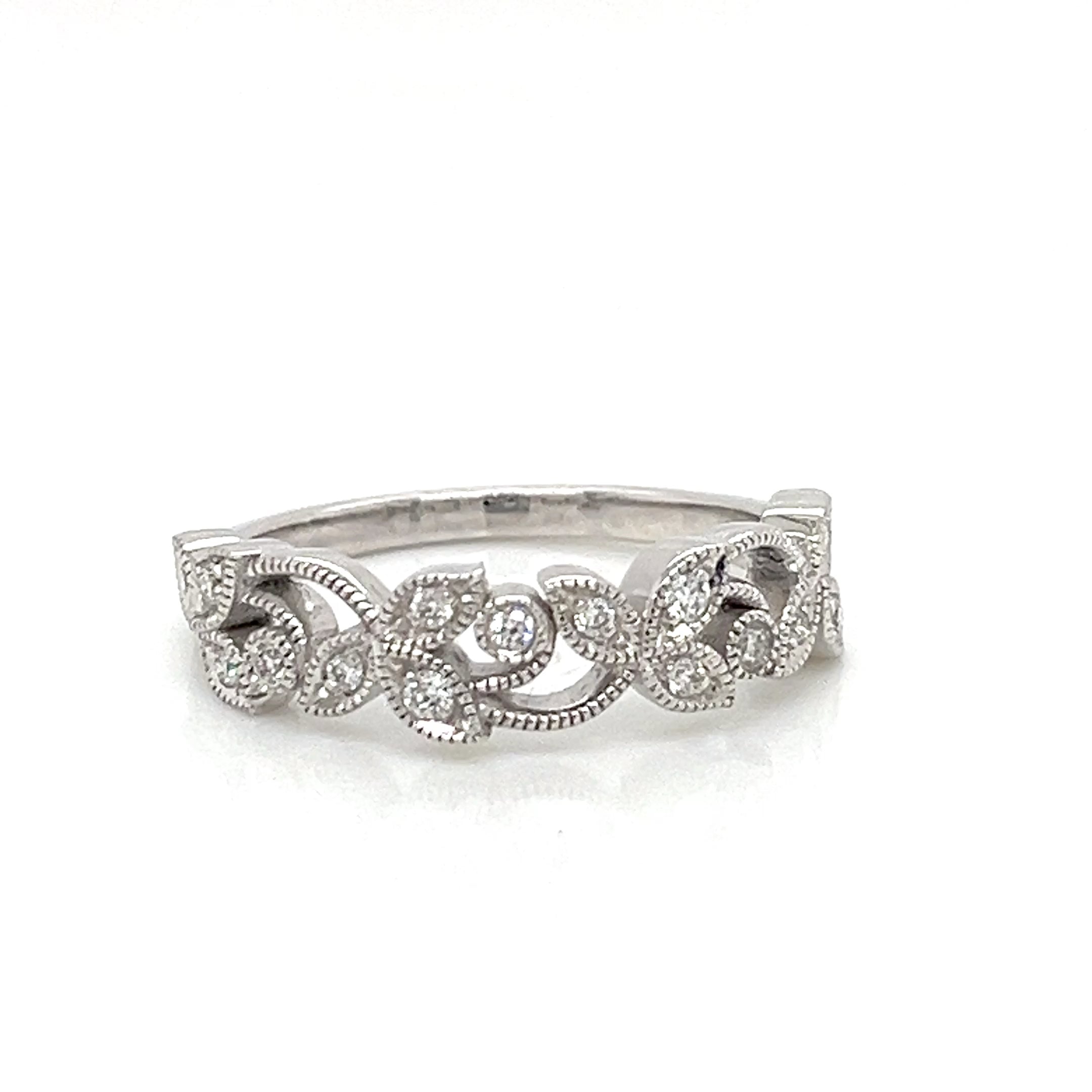 Lady's Ring 14 Karat White Floral Wedding Band