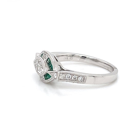 DIAMOND AND EMERALD RING