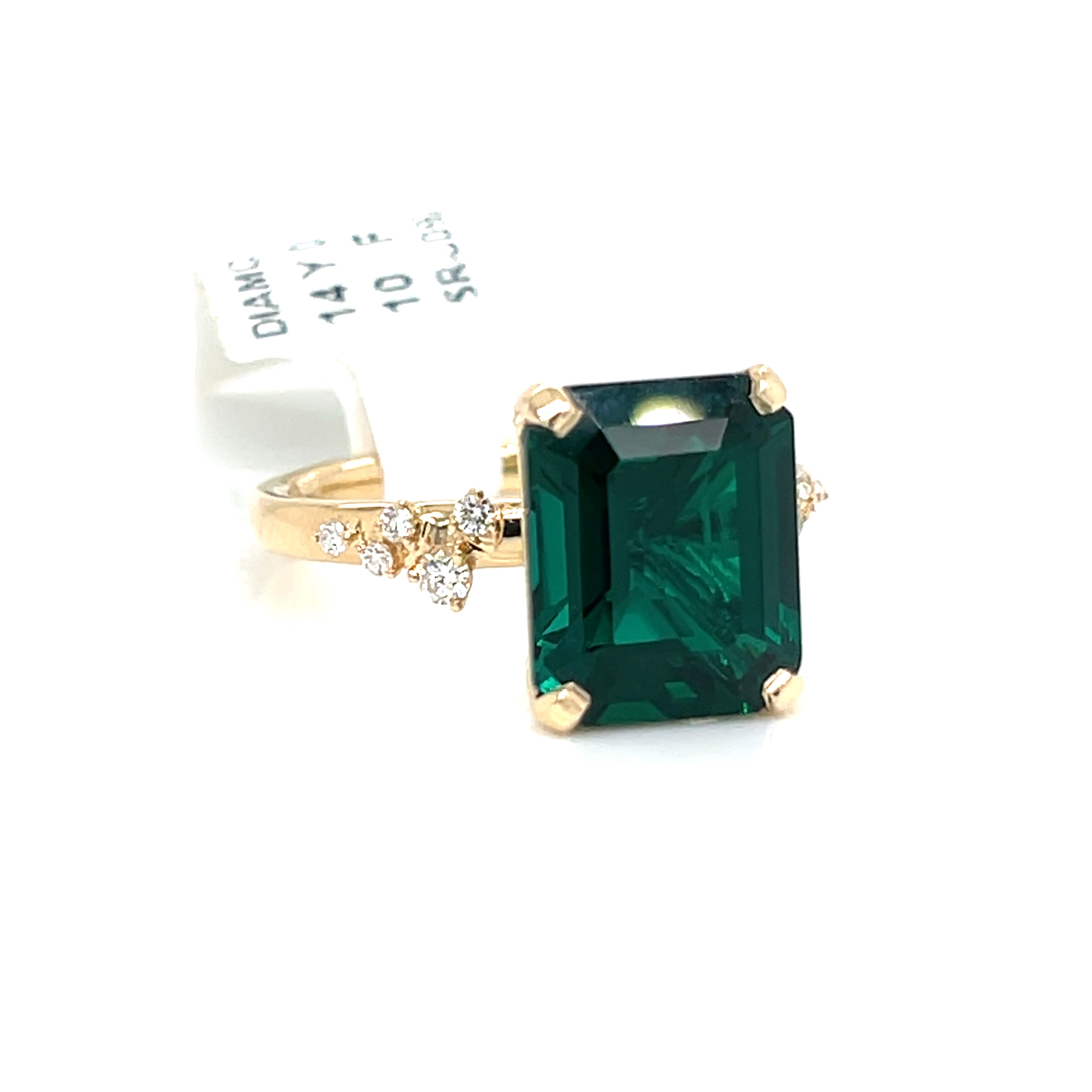 LAB GROWN EMERALD AND DIAMOND RING