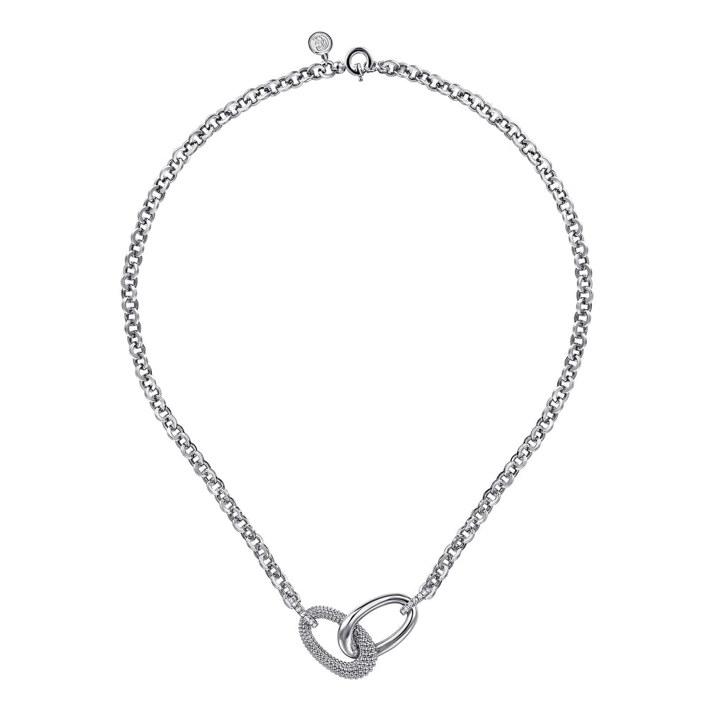 STERLING SILVER BUJUKAN AND WHITE SAPPHIRE LINK CHAIN NECKLACE