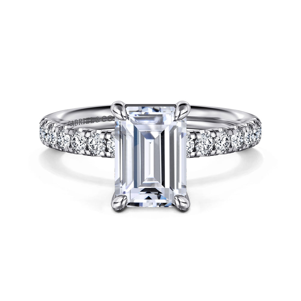 14K WHITE GOLD EMERALD CUT DIAMOND ENGAGEMENT RING