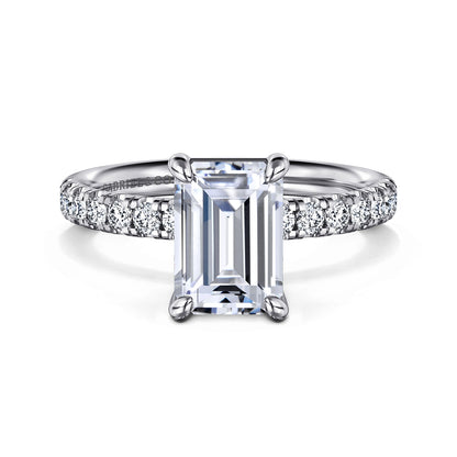 14K WHITE GOLD EMERALD CUT DIAMOND ENGAGEMENT RING