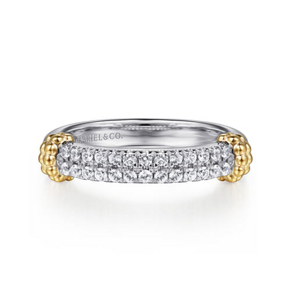 14K YELLOW GOLD AND STERLING SILVER BUJUKAN WHITE SAPPHIRE STACKABLE RING