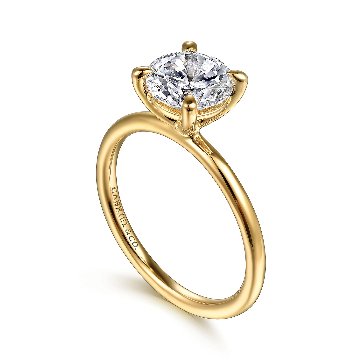 14K YELLOW GOLD ROUND SOLITAIRE DIAMOND ENGAGEMENT RING