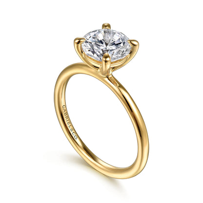 14K YELLOW GOLD ROUND SOLITAIRE DIAMOND ENGAGEMENT RING