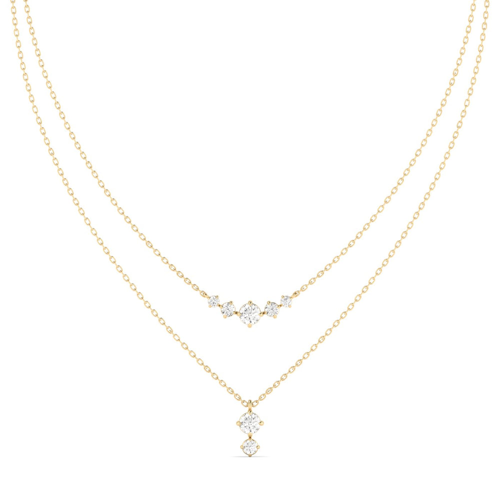 14K YELLOW LAB GROWN DIAMOND DOUBLE NECKLACE