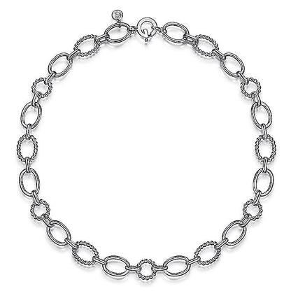 STERLING SILVER BEADED POLISHED NECKLACE