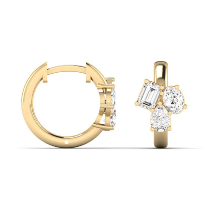 14K YELLOW LAB GROWN DIAMOND HOOPS