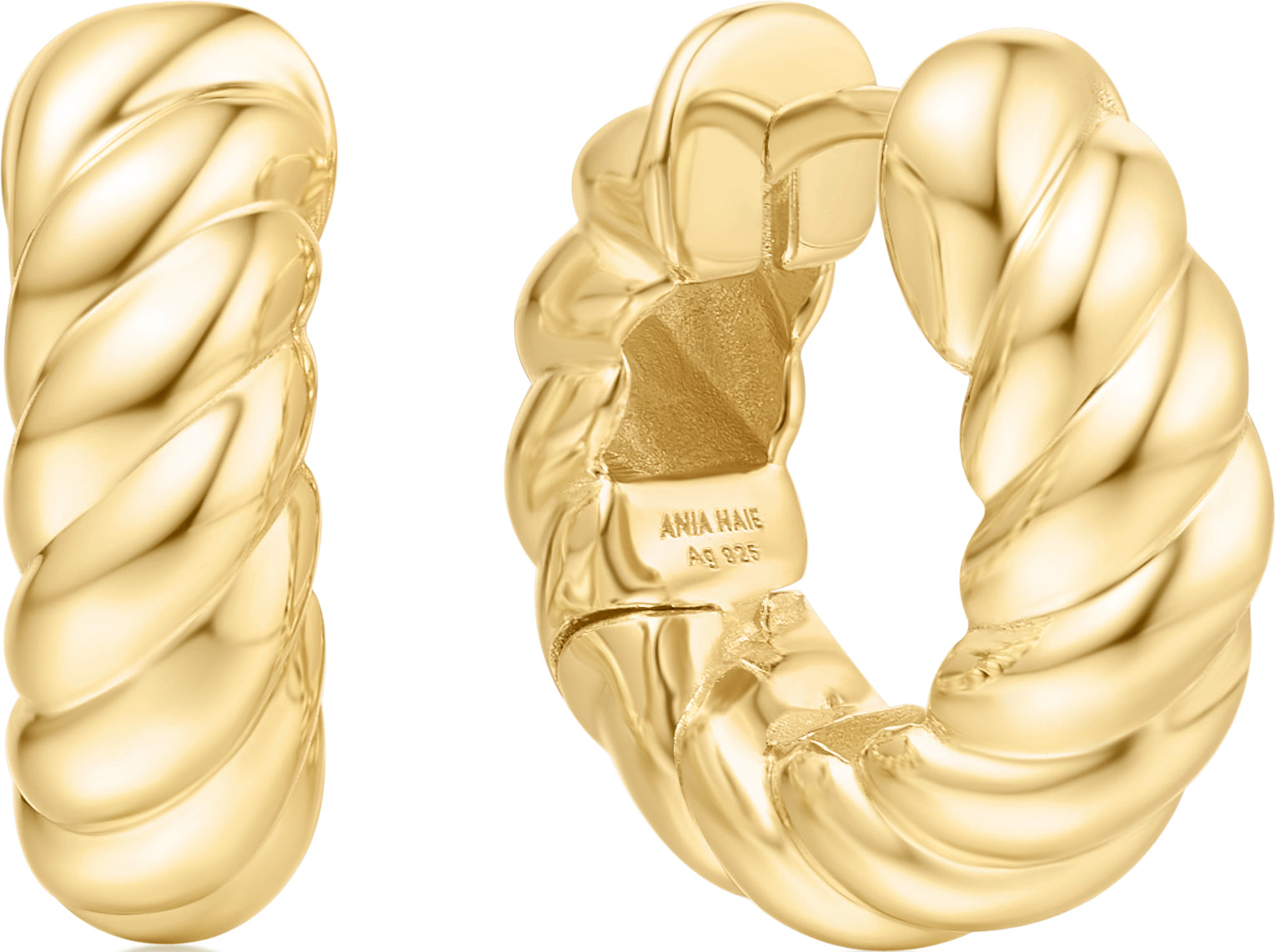 GOLD BOLD TEXTURE MEDIUM HUGGIE HOOP EARRINGS