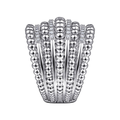 925 Sterling Silver White Sapphire Wide Bujukan Ring