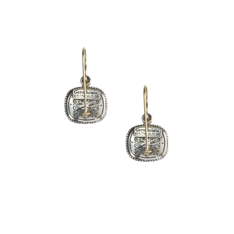 GARDEN SHADOWS CUSHION EARRINGS IN 18K GOLD AND STERLING SILVER