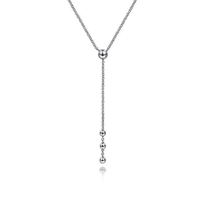 STERLING SILVER BEADED Y KNOTS NECKLACE