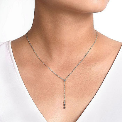 STERLING SILVER BEADED Y KNOTS NECKLACE