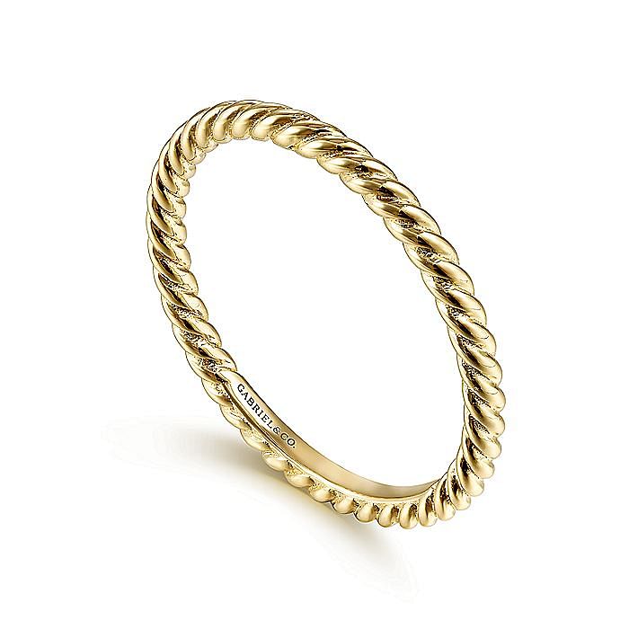 14K YELLOW GOLD TWISTED ROPE STACKABLE RING