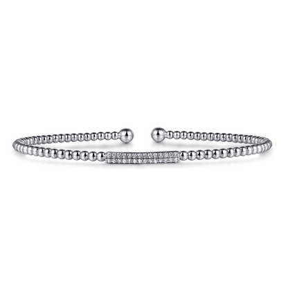 14 KARAT WHITE GOLD BUJUKAN BEAD BANGLE WITH DIAMONDS