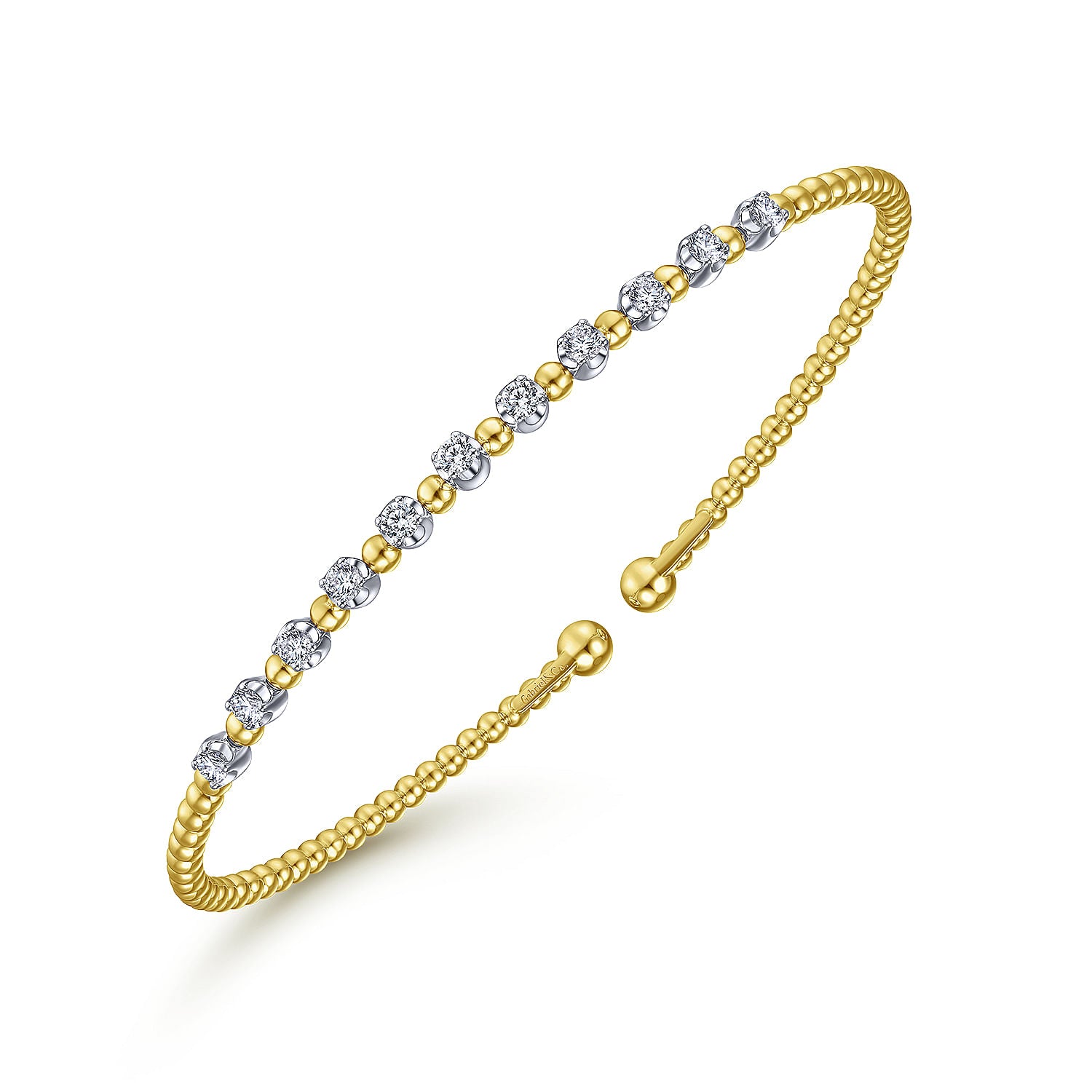 14 KARAT WHITE-YELLOW GOLD BUJUKAN DIAMOND SPLIT BANGLE