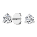 14 KARAT WHITE GOLD 3 PRONG MATINI LAB GROWN DIAMOND STUD EARRINGS 2 CTW