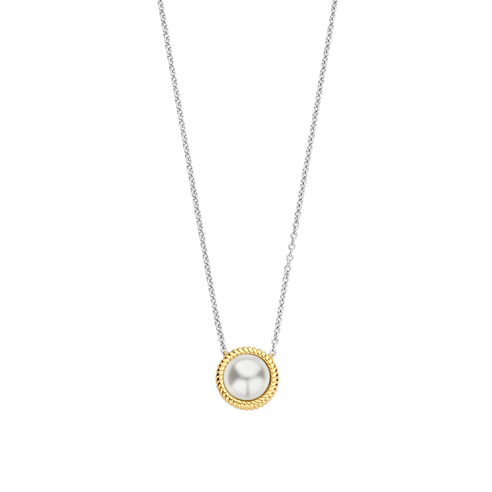 STERLING SILVER/GOLD PLATE PEARL NECKLACE