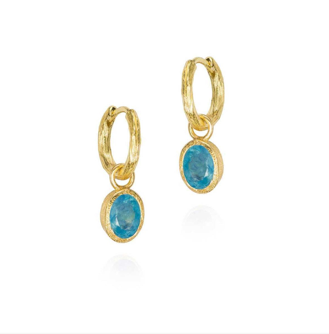 STERLING SILVER/GOLD VERMEIL AQUAMARINE EARRINGS