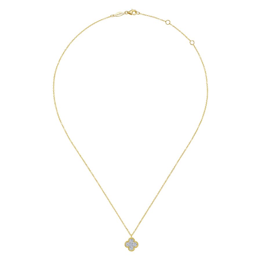 14K Yellow Gold Diamond Pendant Necklace