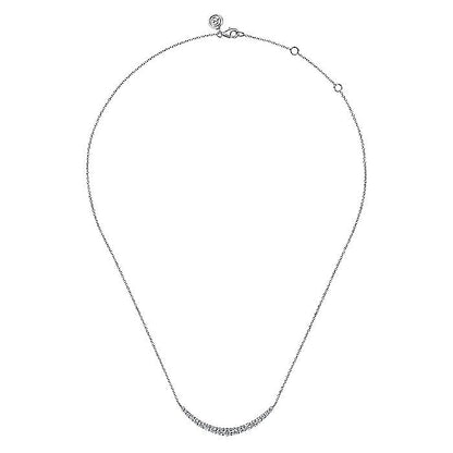 14K WHITE GOLD PRONG SET DIAMOND BAR NECKLACE