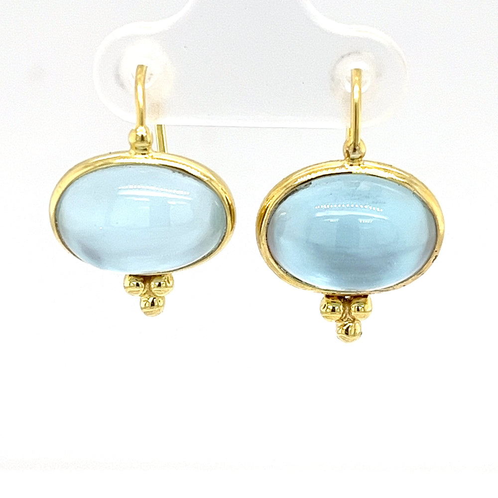 14KY BLUE TPZ CABOCHON EARRINGS