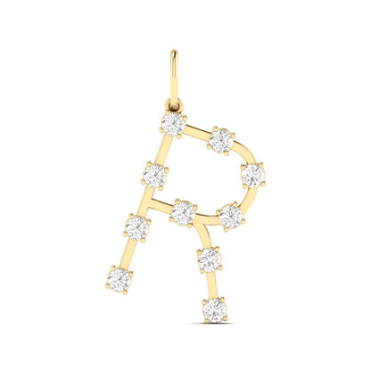 14K YELLOW LAB GROWN DIAMOND LETTER R