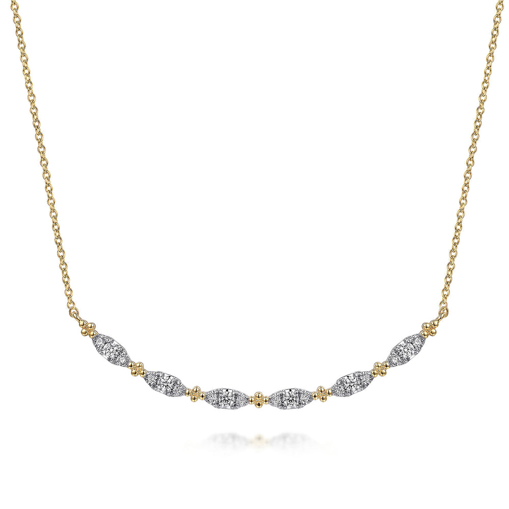 14K YELLOW GOLD CURVED BUJUKAN BAR DIAMOND NECKLACE