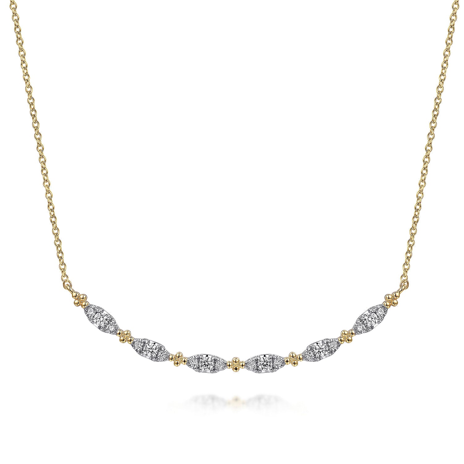 14K YELLOW GOLD CURVED BUJUKAN BAR DIAMOND NECKLACE