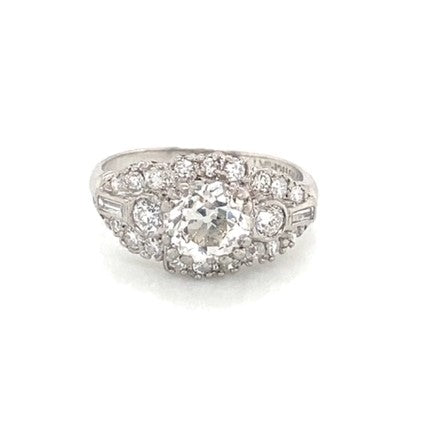 LADIES PLATINUM DIAMOND VINTAGE RING